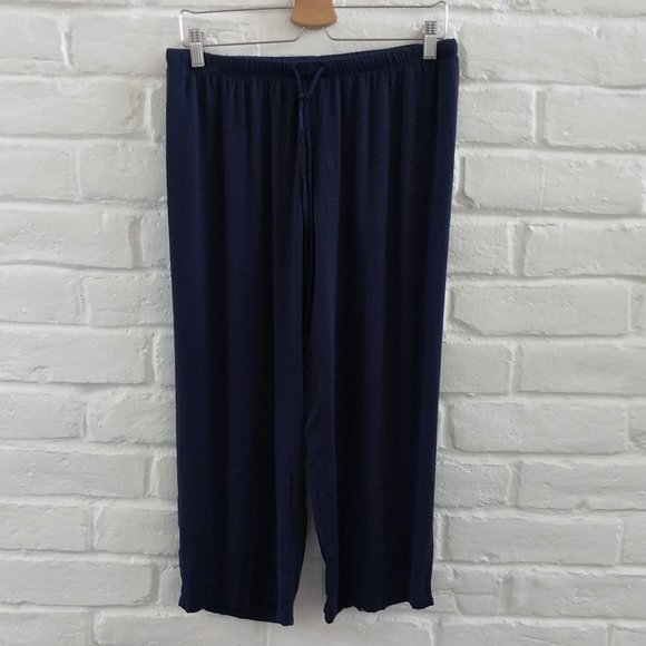 Natori Lounge Pants Womans Small Navy Blue Rayon Lightweight Drawstring Pull On - Picture 1 of 8